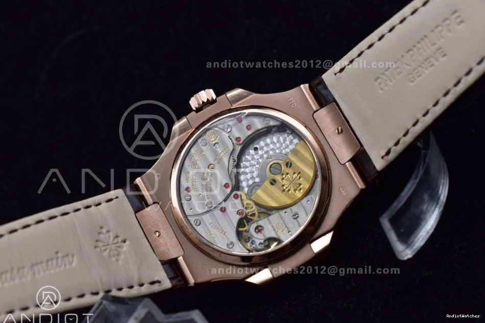 Croco Gray GRF 912 Best Brown Nautilus on 5712 Premium RG Strap SS Edition A23J Dial 0921